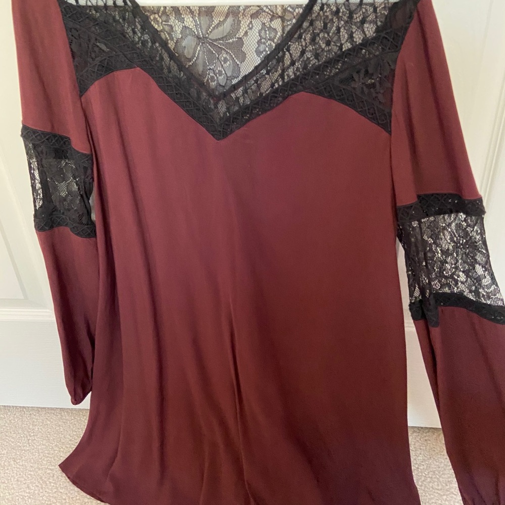 Express Maroon Lacy Dress